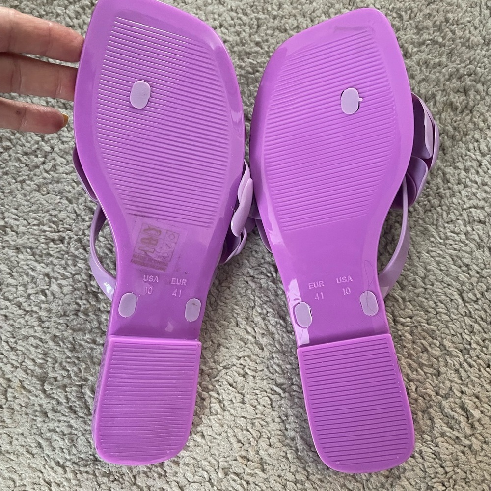 NWOT Jeffrey Campbell Fleuris Jelly-Flip Flop Flower Thong Sandal Purple🍇Size 9 - Picture 4 of 6